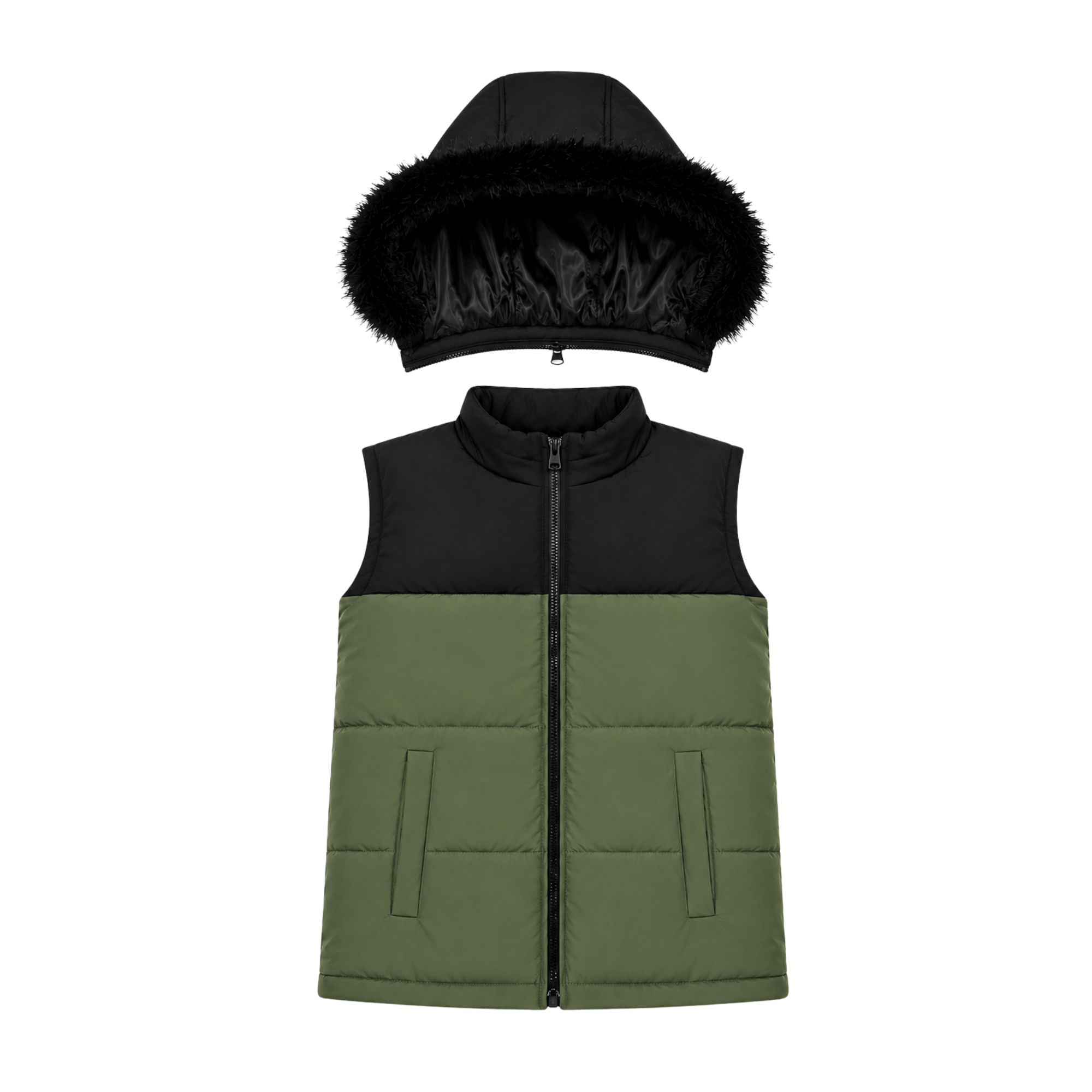 Image of C GREEN SLEEVELESS PUFFER JACKET